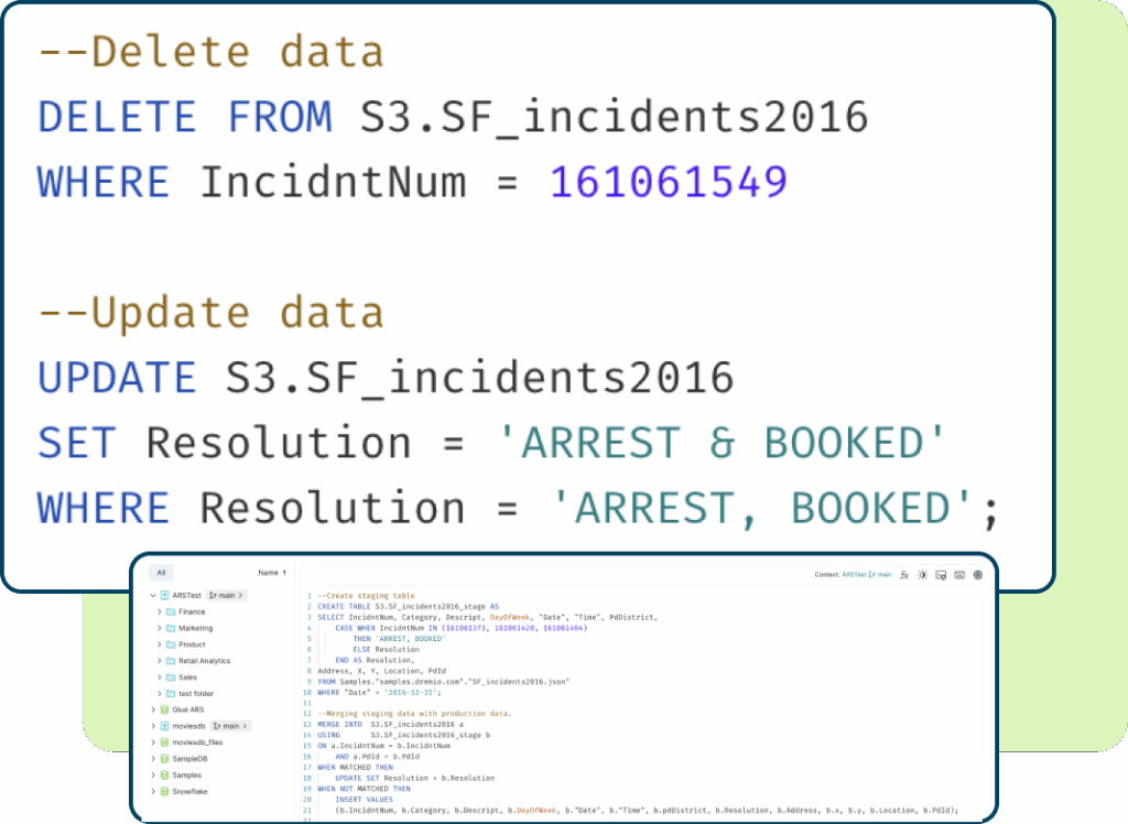 sql query engine code block